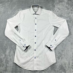 Twillory White Performance Dress Shirt 15 34/35 Trim Fit   0356